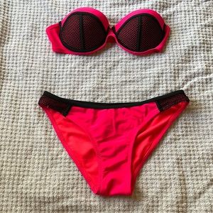 Strapless Coral Tropics Bikini